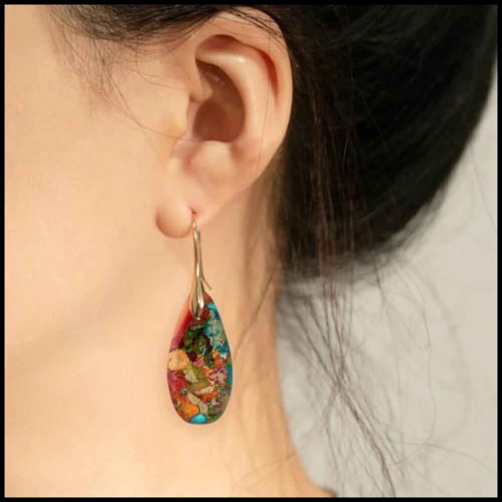 Statement Dangle Drop Earrings Gold Silver Healin… - image 3